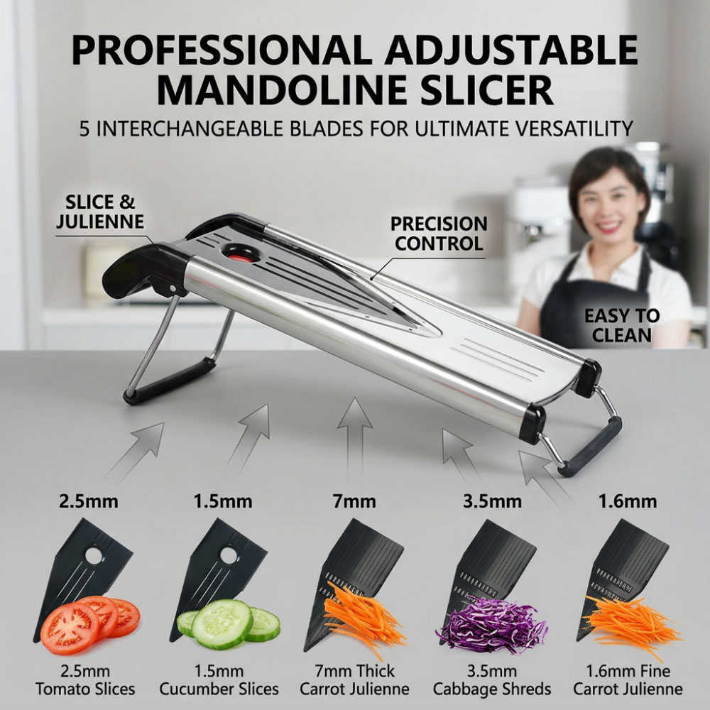 Mandoline Slicer Guard - Stainless Steel Mandoline Slicer Adjustable with