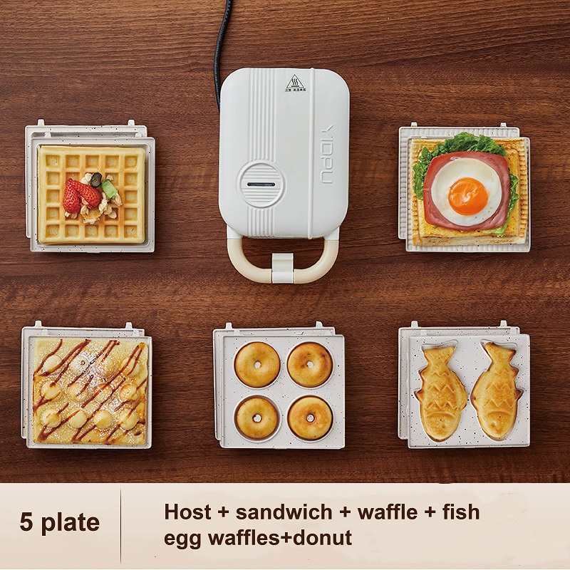 Breakfast Sandwich Press - 220V Multifunction Electric Sandwich Machine Waffle