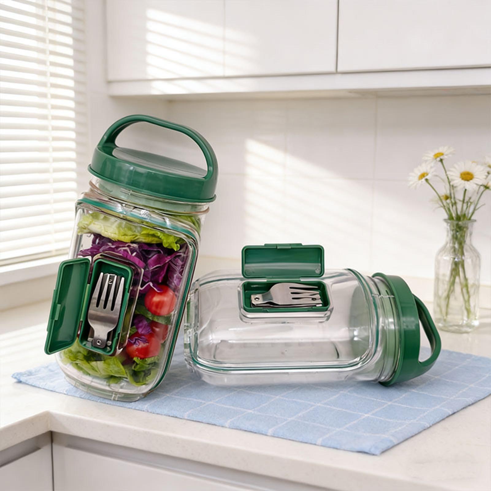 Meal Prep Jar Salad - 1000ml Leakproof Salad Container Salad Jar