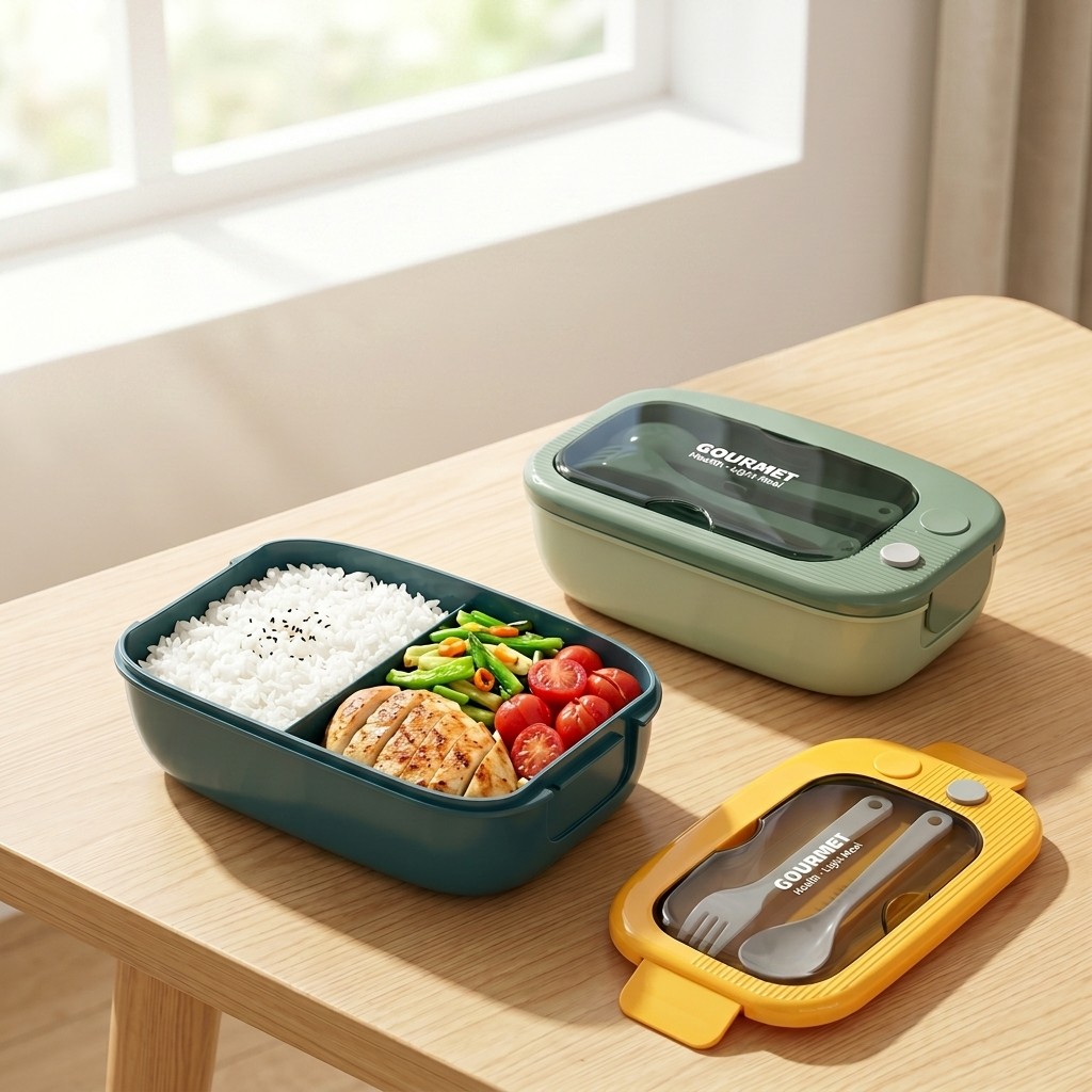 Meal Prep Lunch Boxes - Microwavable Plastic Bento Box 2 Compartment
