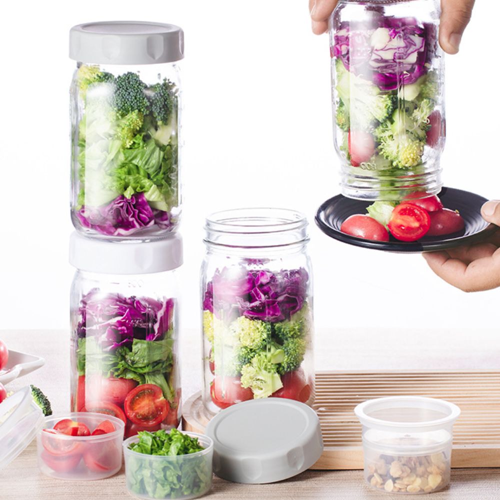Meal Prep Jar Salad - 4 Pack 32 Oz Glass Salad