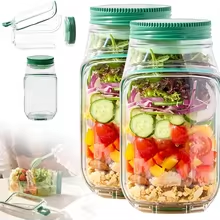 Meal Prep Jar Salad - Portable Salad Jar Container with Side