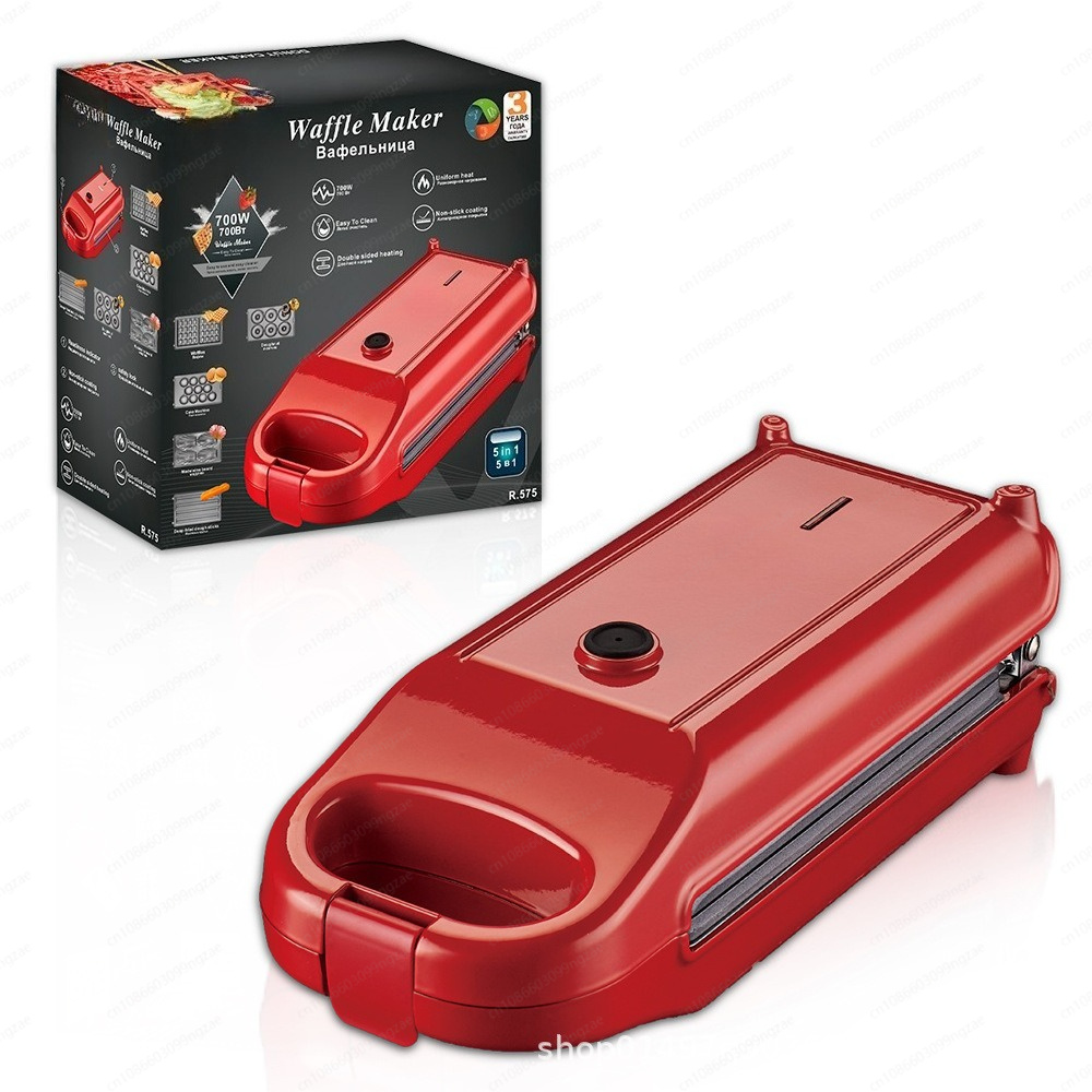 Breakfast Sandwich Press - 5-in-1 Multifunctional Household Breakfast Machine Electric