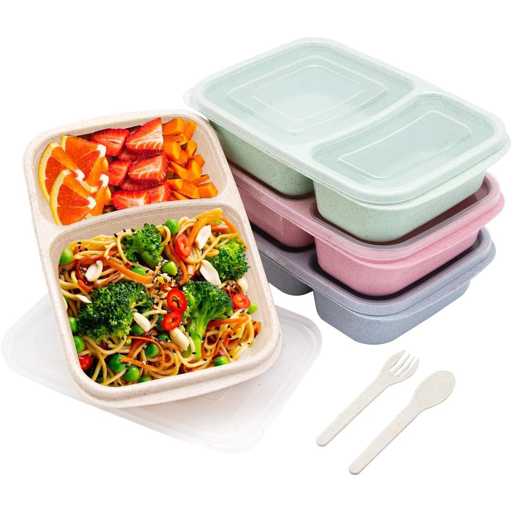 4 Pack Bento Lunch Box, 2 Comp - Meal Prep Lunch Boxes 评论和价格