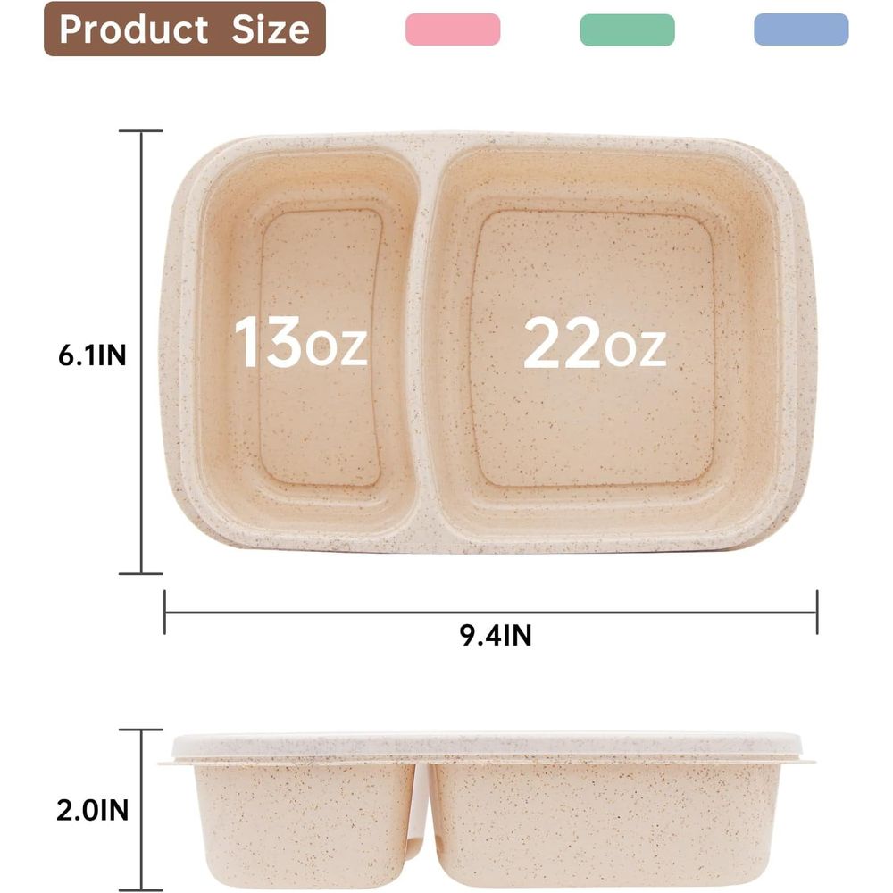4 Pack Bento Lunch Box, 2 Comp - Meal Prep Lunch Boxes 评论和价格