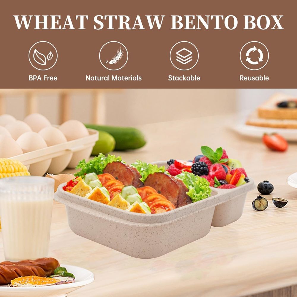4 Pack Bento Lunch Box, 2 Comp - Meal Prep Lunch Boxes 评论和价格