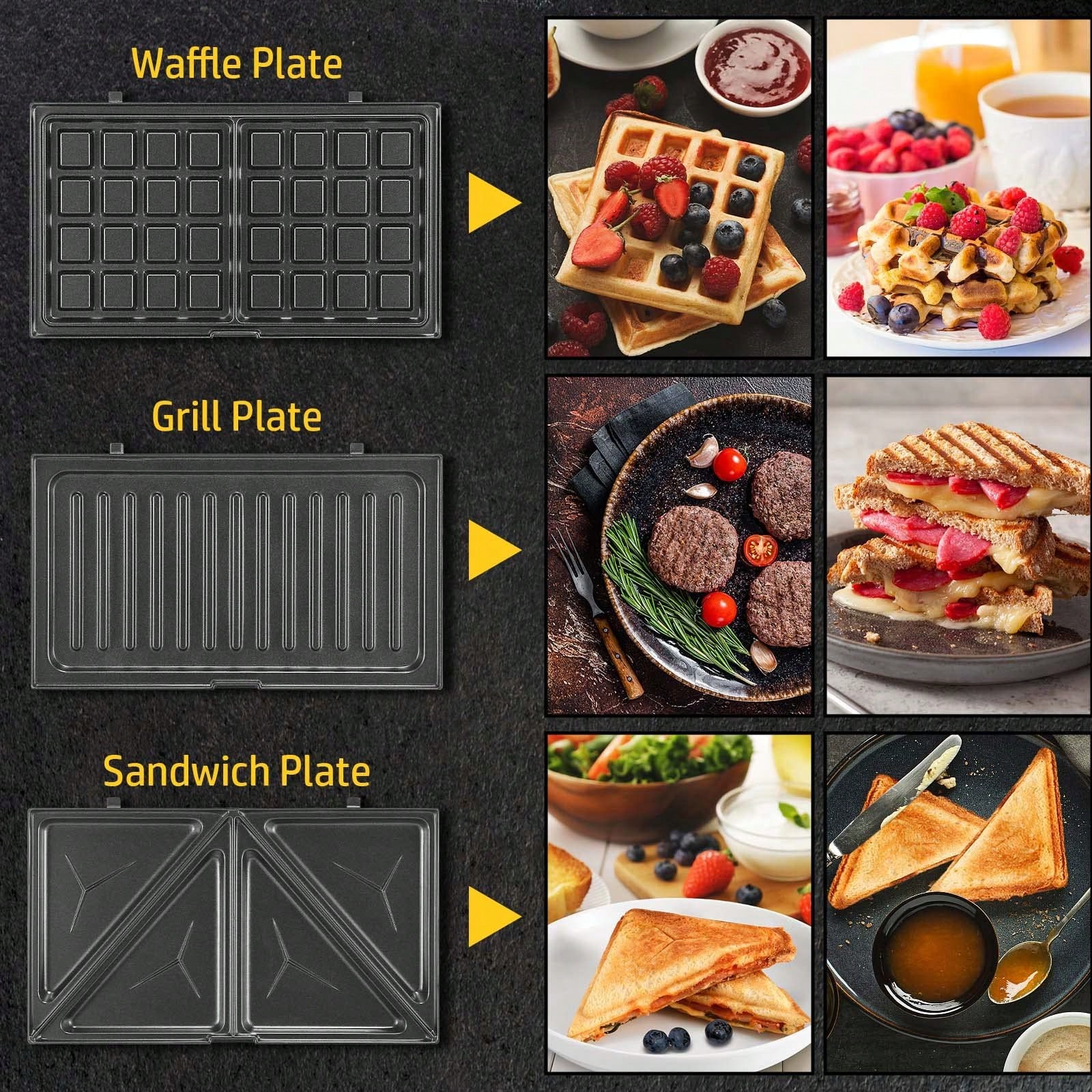 3-In-1 Sandwich Waffle Maker 7 - Breakfast Sandwich Press 评论和价格