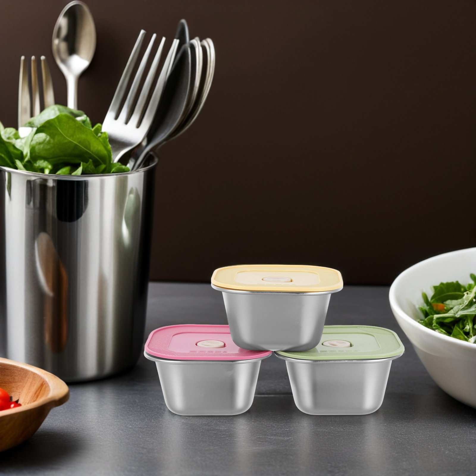 3Pcs Stainless Steel Snack Con - Meal Prep Lunch Boxes 评论和价格