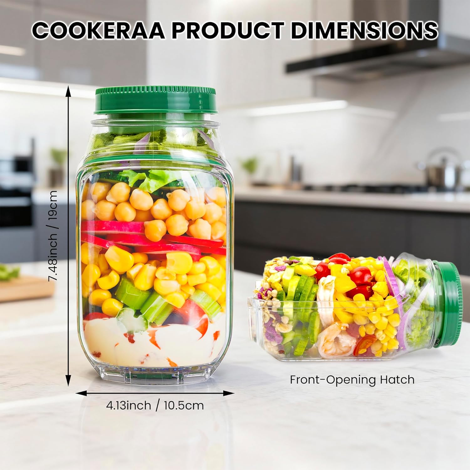 2-Pack 34oz Salad Jar Containe - Meal Prep Jar Salad 评论和价格
