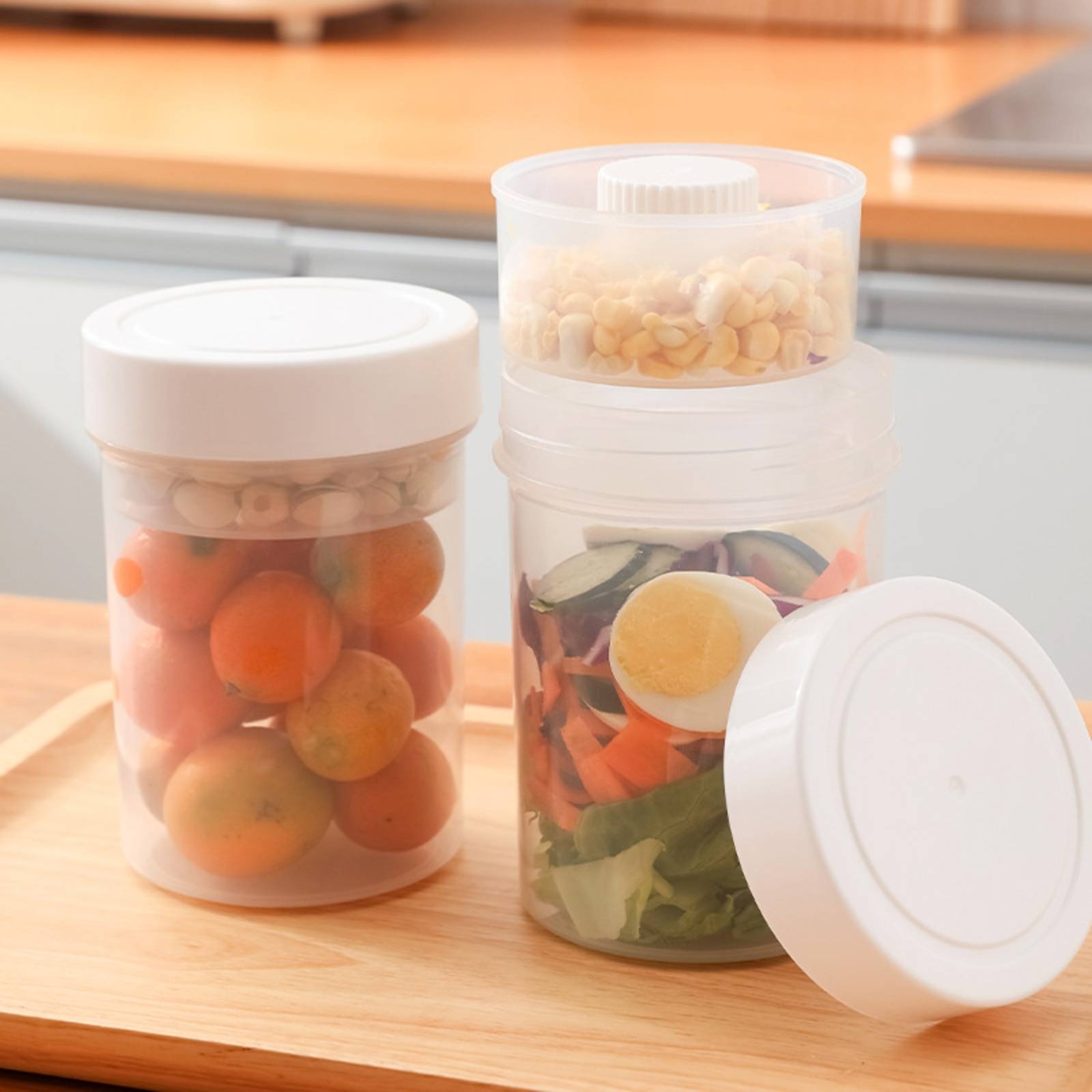 Double Layer Salad Jar Reusabl - Meal Prep Jar Salad 评论和价格