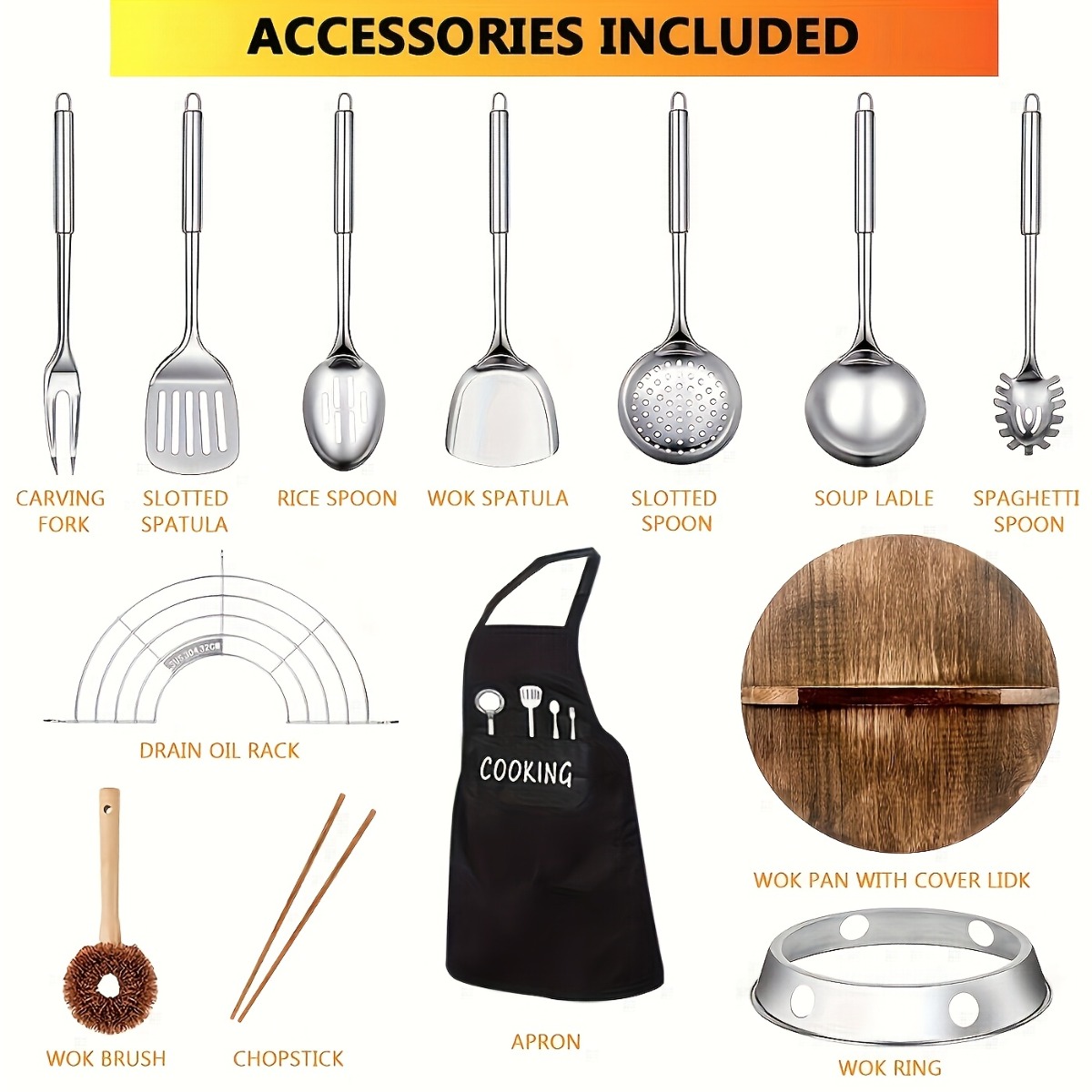 12.6 Inch Cast Iron Wok Set No - Meal Prep Seafood 评论和价格