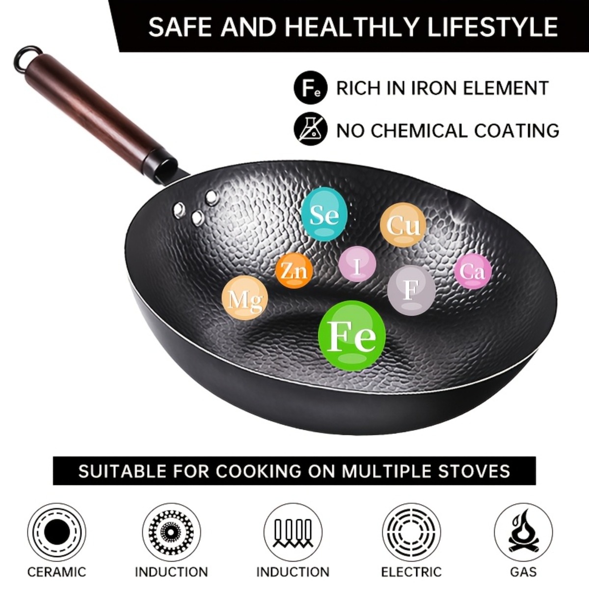 12.6 Inch Cast Iron Wok Set No - Meal Prep Seafood 评论和价格