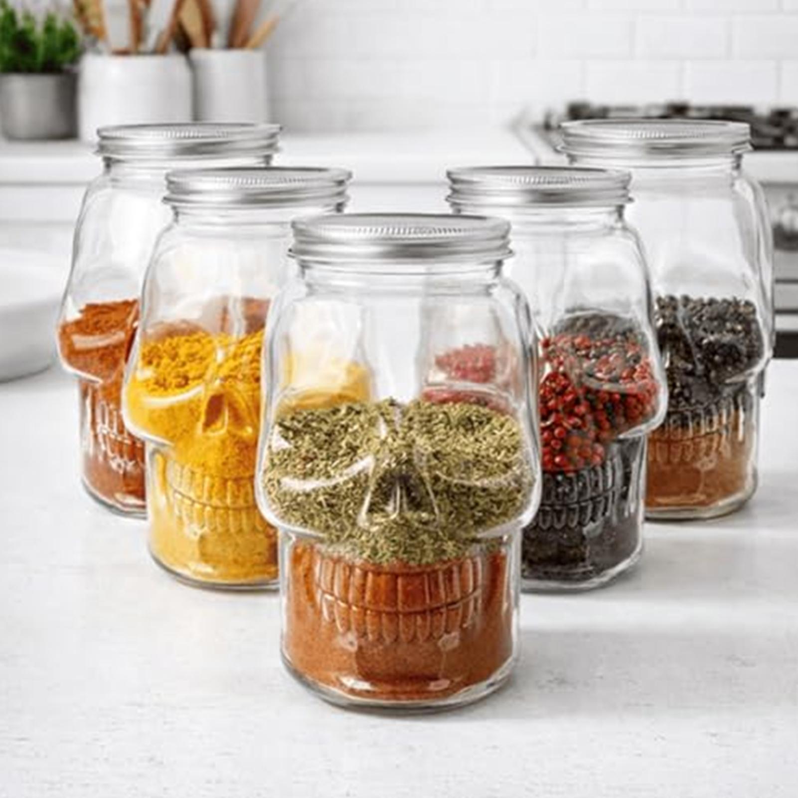 Transparent Skull Jars with Li - Meal Prep Jar Salad 评论和价格