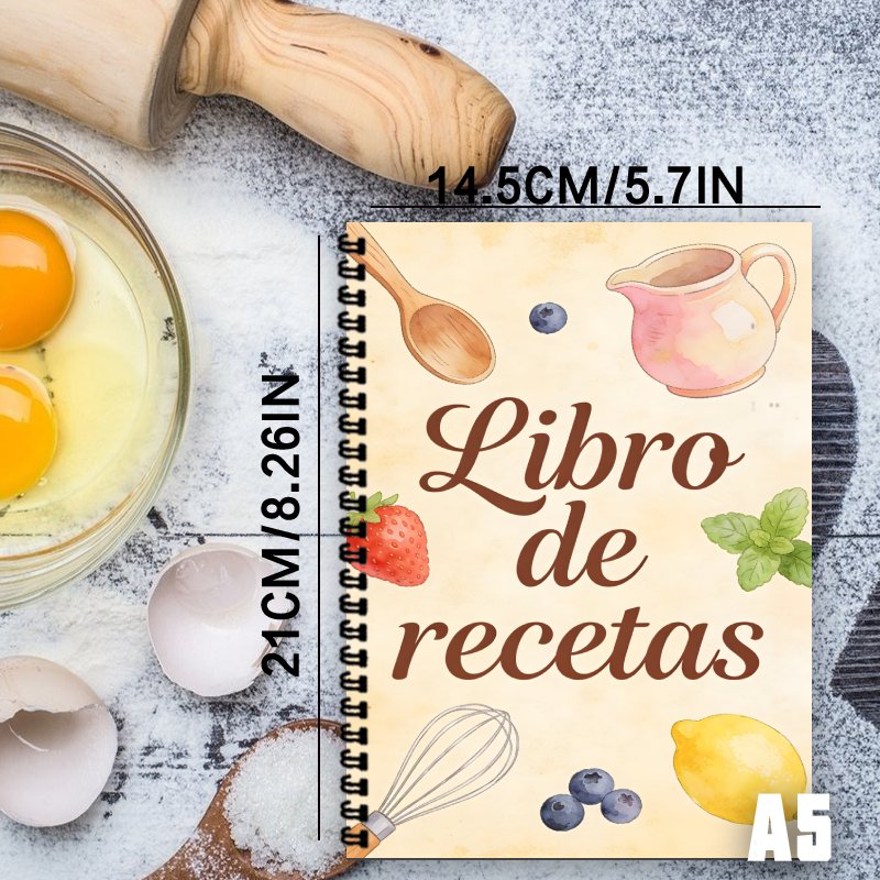 A5 Paper Spanish Recipe Book,  - Meal Prep Book 评论和价格