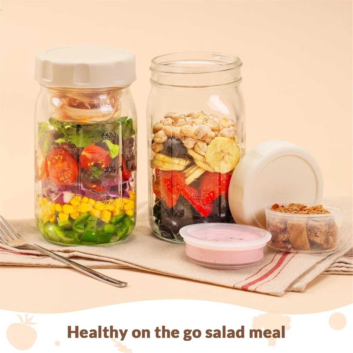 A67T NEW 4 Pack Glass Salad Ja - Meal Prep Jar Salad 评论和价格