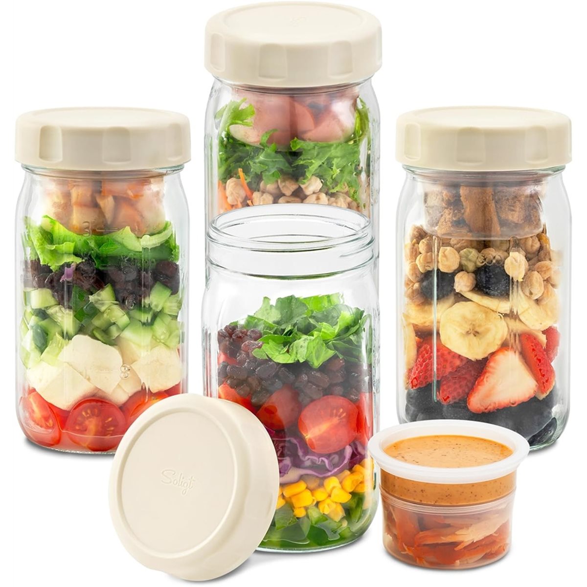 A67T NEW 4 Pack Glass Salad Ja - Meal Prep Jar Salad 评论和价格