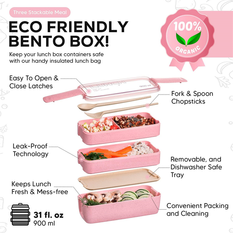 3-In-1 Compartment Wheat Straw - Meal Prep Lunch Boxes 评论和价格