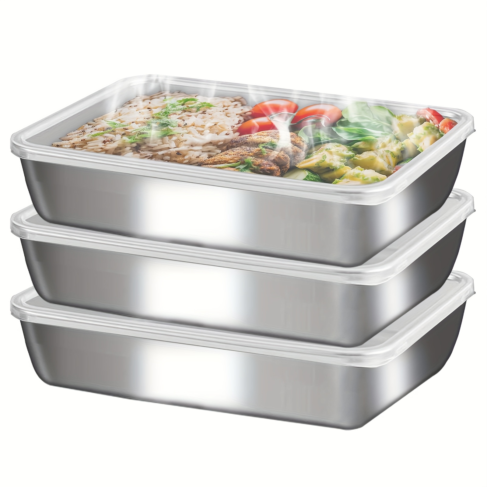 3pcs Stainless Steel Food Cont - Meal Prep Lunch Boxes 评论和价格