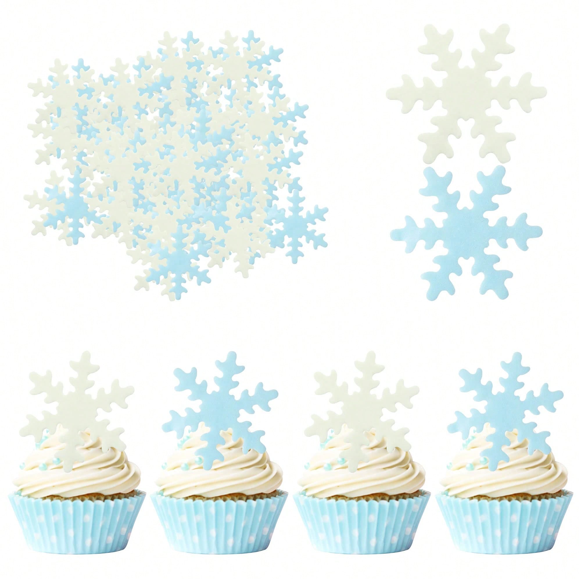 50Pcs Blue White Cupcake Toppe - Meal Prep Frozen 评论和价格