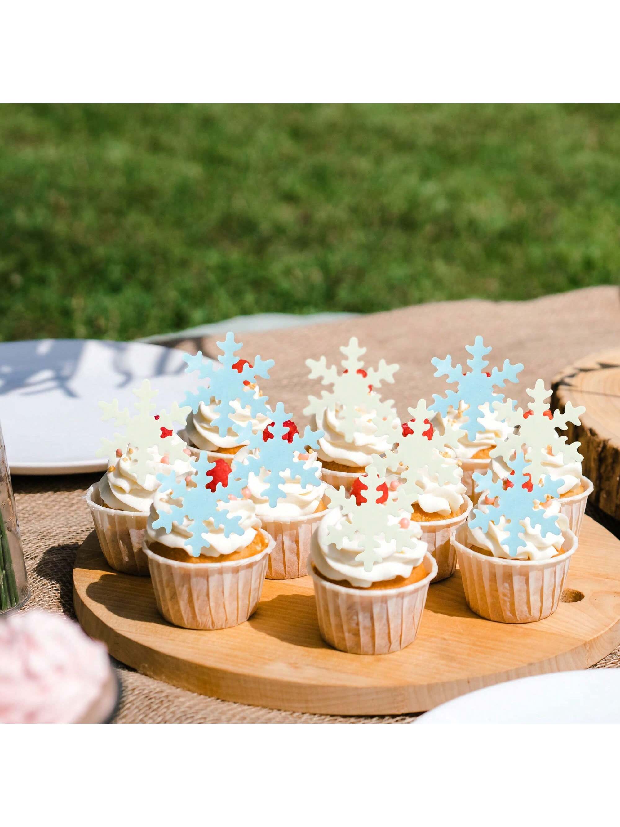 50Pcs Blue White Cupcake Toppe - Meal Prep Frozen 评论和价格