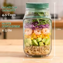 Portable Salad Jar Container w - Meal Prep Jar Salad 评论和价格