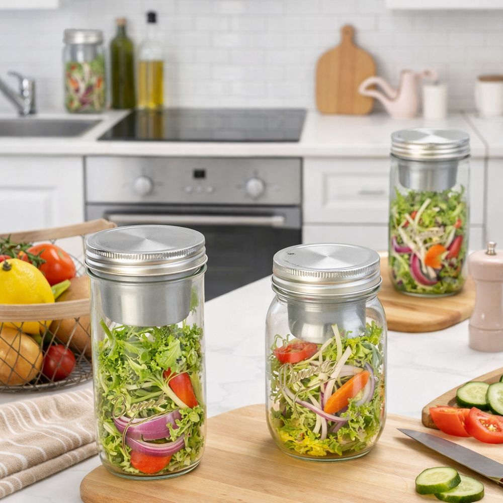 16/24 Oz Salad Glass Jars Wide - Meal Prep Jar Salad 评论和价格