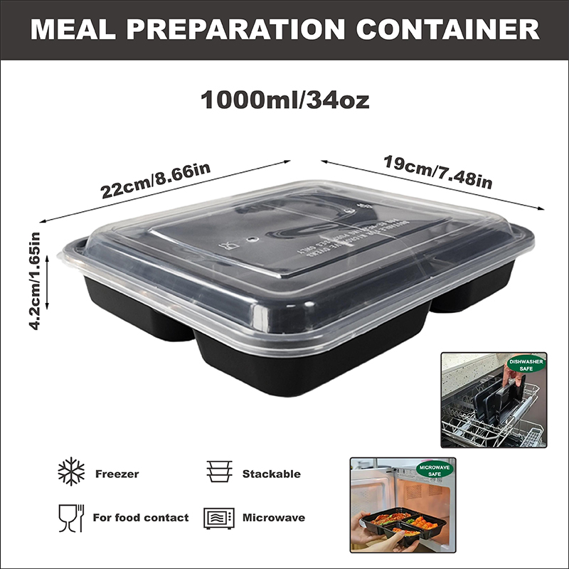 3-Compartment 34 Oz/1000 Ml, 1 - Meal Prep List 评论和价格